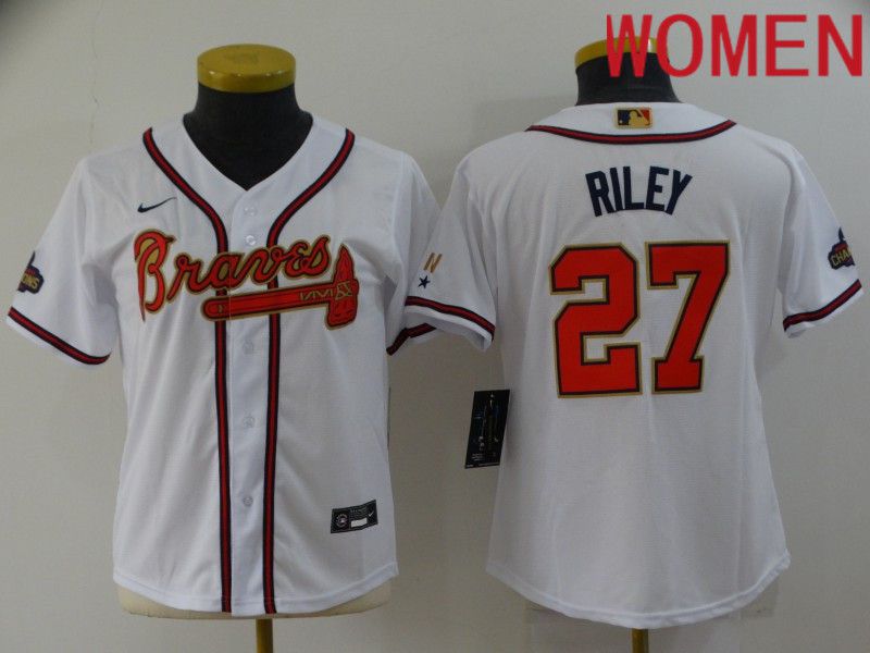 Women Atlanta Braves #27 Riley White Gold Game Nike 2022 MLB Jersey